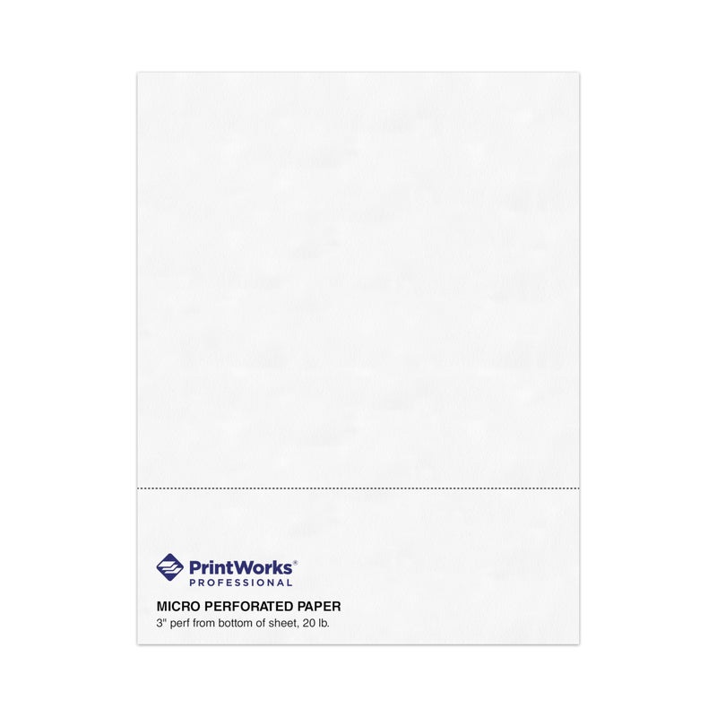 PrintWorks ورق مثقوب أفقي احترافي 3" من PrintWorks 8.5" × 11" - مثالي للاستخدام مع W-2 و 1099 و البيانات - صنع في الولايات المتحدة الأمريكية - 500 ورقة - 20 رطل - متوافق مع الطابعات - أبيض (04167) - Image 1